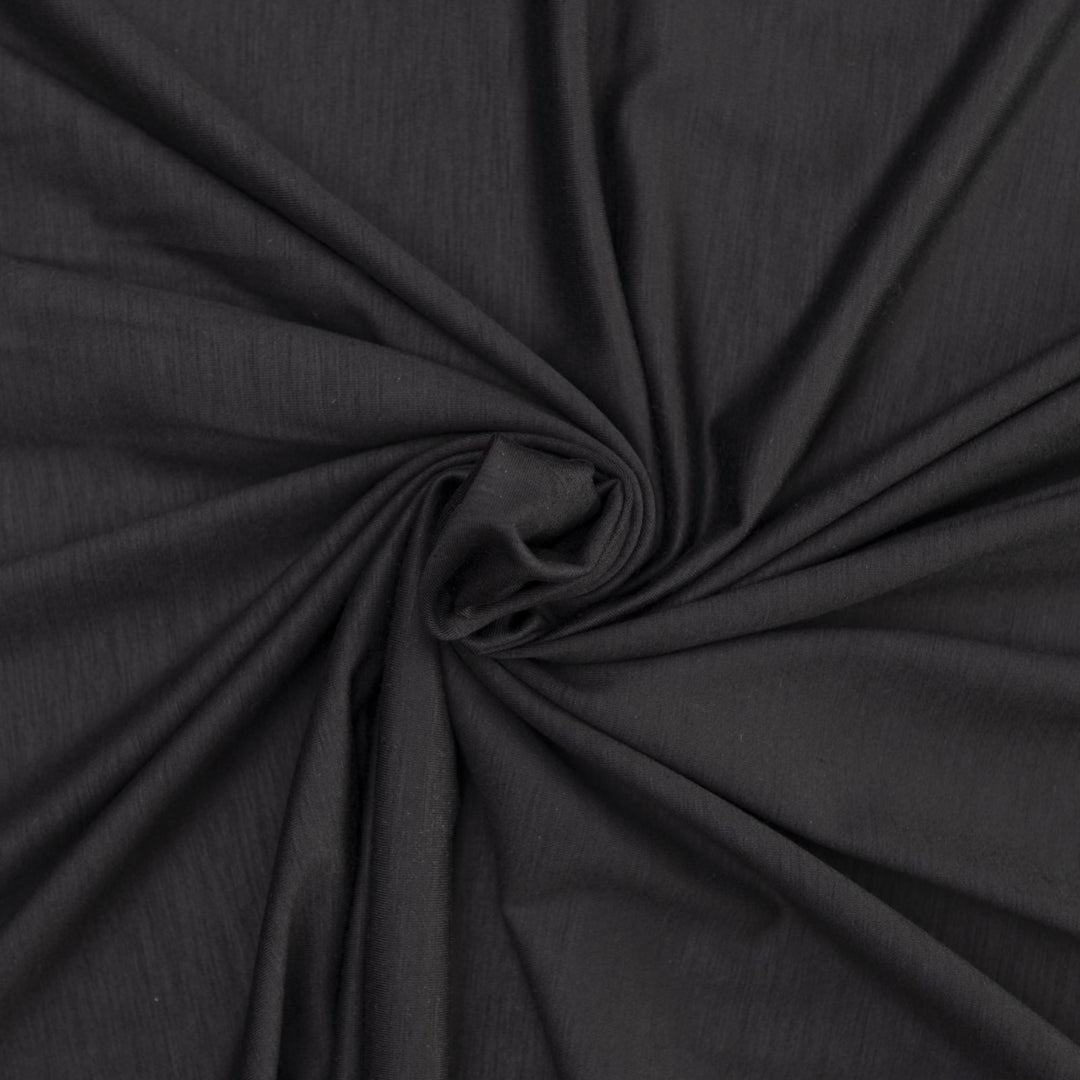 Black Wool Spandex Jersey Knit Fabric - 97% Wool 3% Spandex - 4-Way Stretch Soft Knit for Sewing
