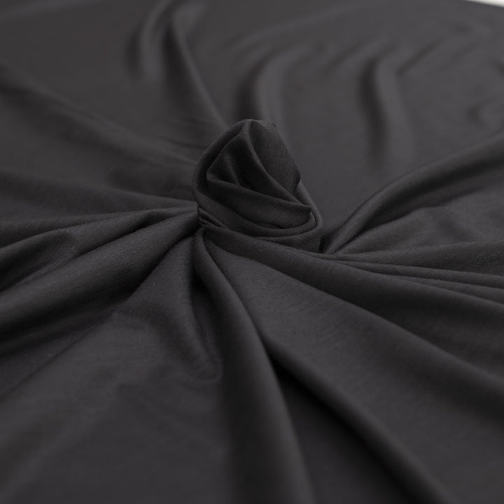 Black Wool Spandex Jersey Knit Fabric - 97% Wool 3% Spandex - 4-Way Stretch Soft Knit for Sewing