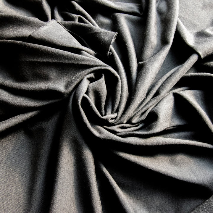 Black Wool Jersey Knit Fabric - 100% Wool - Soft Stretchy Natural Material for Sweaters & Tees