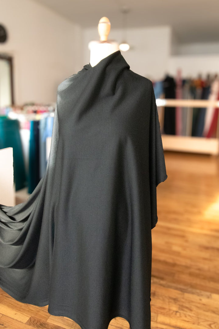 Black Wool Jersey Knit Fabric - 100% Wool - Soft Stretchy Natural Material for Sweaters & Tees