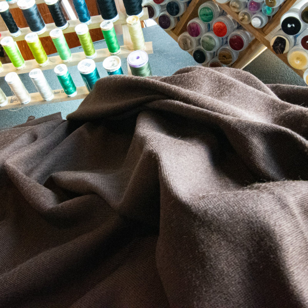 Wood Brown Wool Jersey Knit Fabric - 100% Wool - Drapey Stretchy Natural Material for Sweaters & Tees