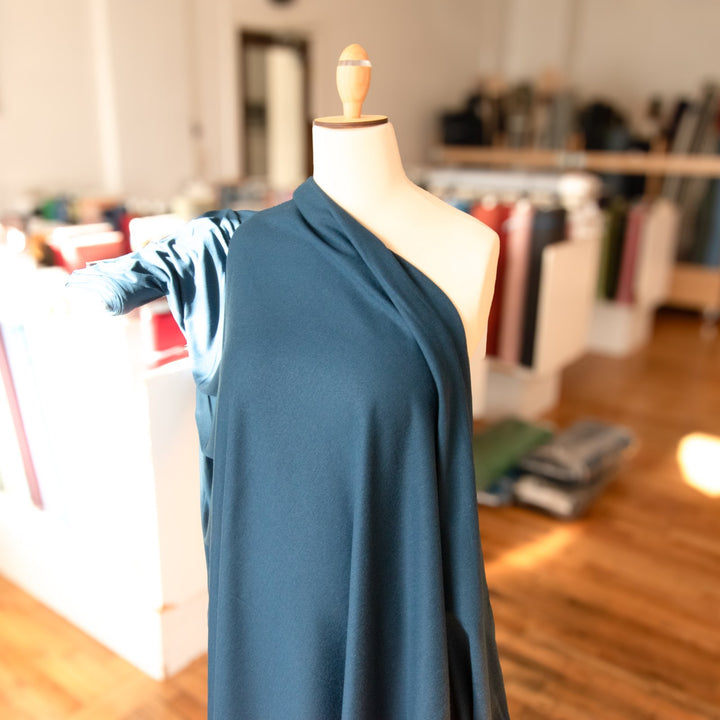 Crater Lake Blue Wool Jersey Knit Fabric - 100% Wool - Soft Stretchy Natural Material for Sweaters & Tees