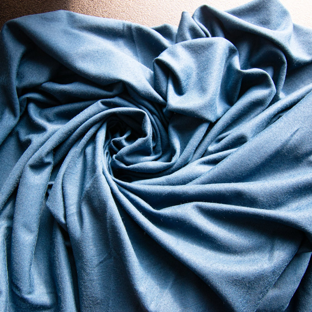 Crater Lake Blue Wool Jersey Knit Fabric - 100% Wool - Soft Stretchy Natural Material for Sweaters & Tees
