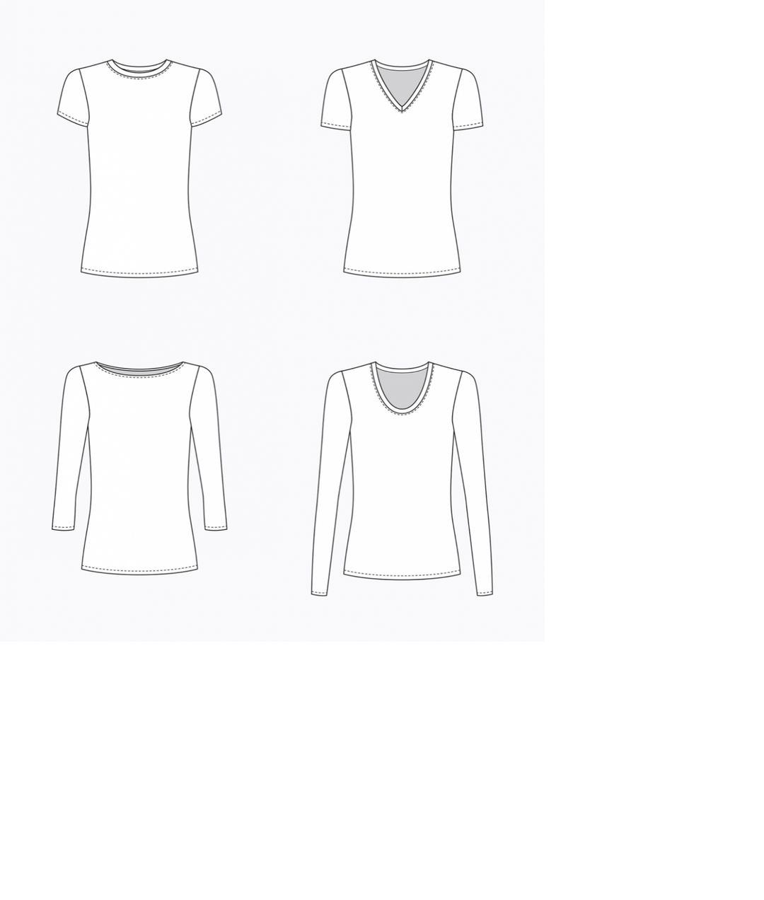 Grainline Studio Lark Tee sewing pattern – slim-fit t-shirt with interchangeable sleeves and necklines