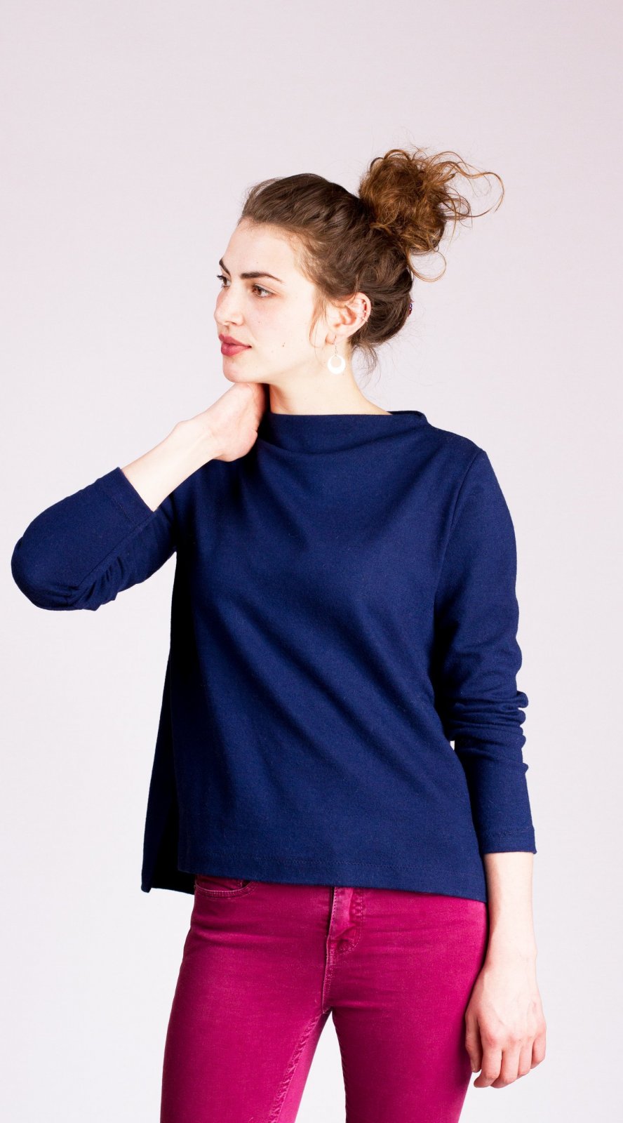 Sew House Seven Toaster Sweaters sewing pattern – two sweater styles with mock neck and funnel neck options