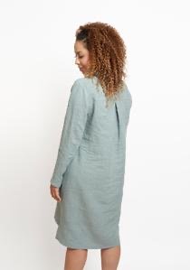 Grainline Studio Augusta Shirt and Dress sewing pattern cocoon-shaped top with asymmetrical collar and mitered split hem