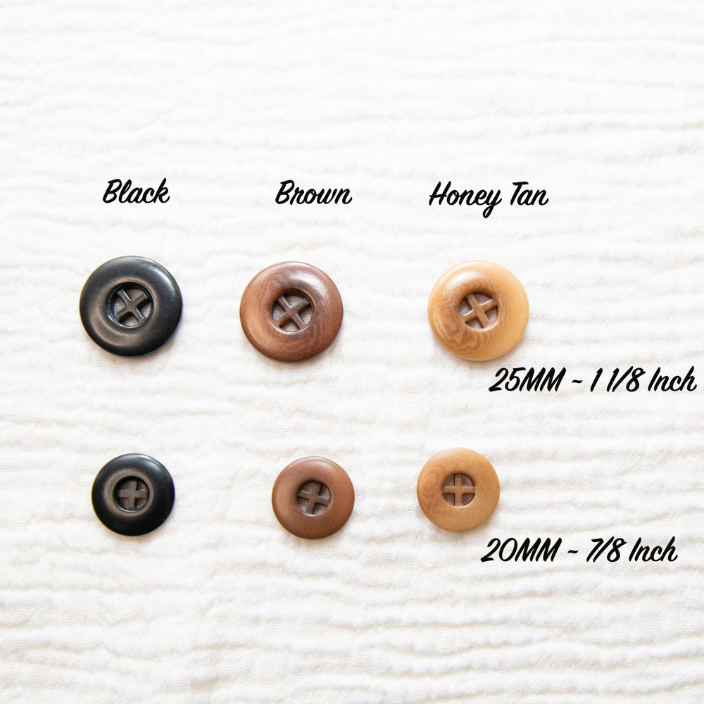 Brown Corozo Four-Hole Button – 20mm & 25mm – Sustainable Sewing Button