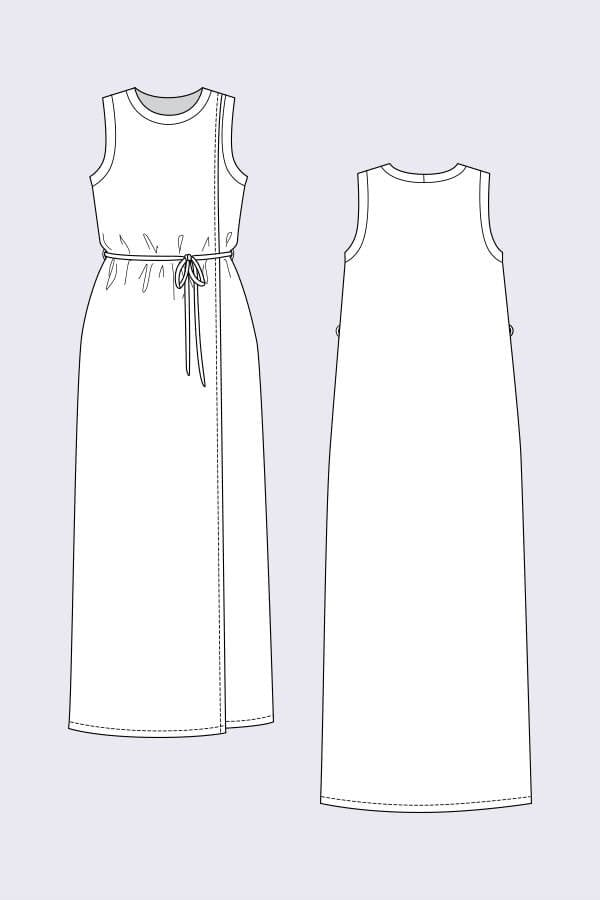 Named Clothing Anneli Double Front Dress sewing pattern – versatile jersey dress and T-shirt with wrap-effect front and round neckline.