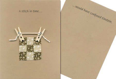 Funny sewing note card - A stitch in time would have confused Einstein with envelope