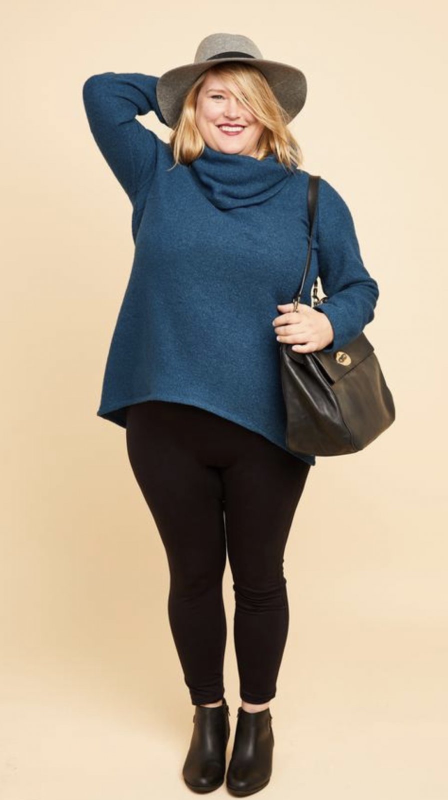 Cashmerette Tobin Sweater sewing pattern featuring split neck, cowl neck, and classic sweatshirt options with curve-friendly fit