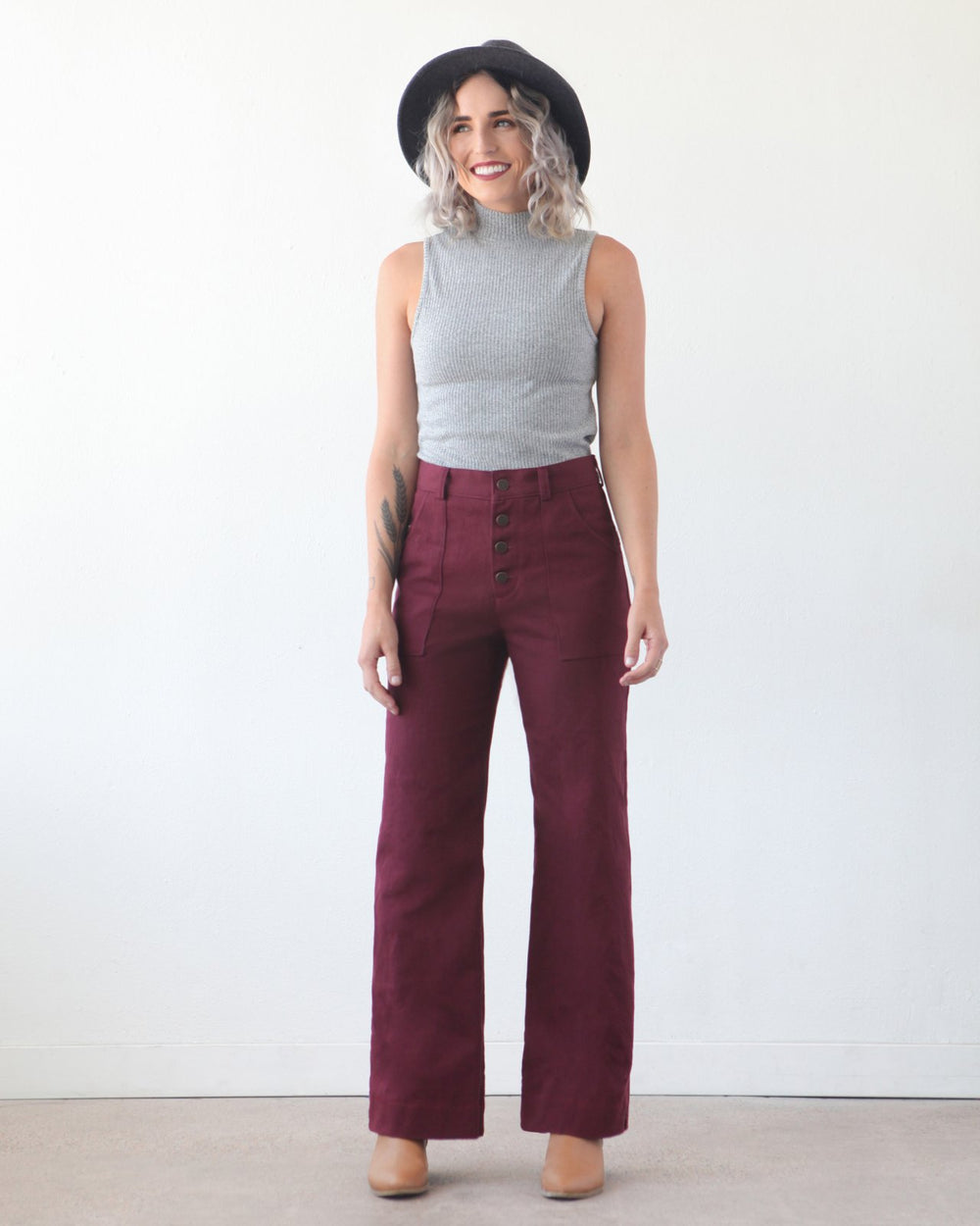 True Bias Nikko Top and Dress sewing pattern – mock turtleneck, fitted top, and ankle-length dress with side slits