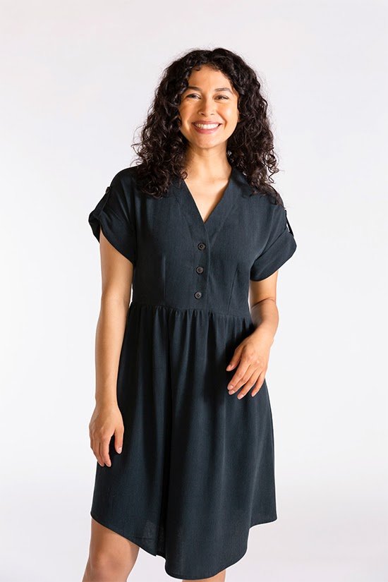 Chalk & Notch Fringe Dress & Blouse sewing pattern with button-up and pull-over options and interchangeable sleeves