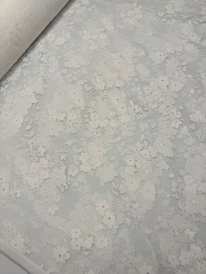 Jacquard and Mesh Woven in White