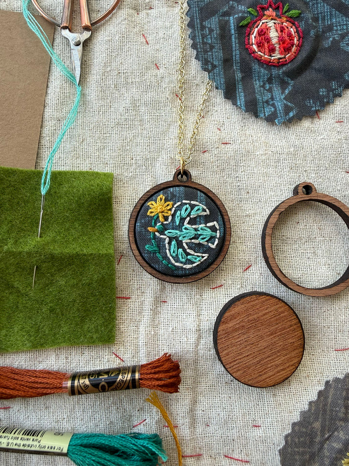 Embroidered Necklace Kit - Bird