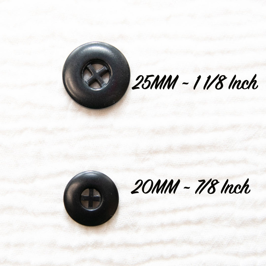 Black Corozo Four-Hole Button – 20mm & 25mm – Sustainable Sewing Button