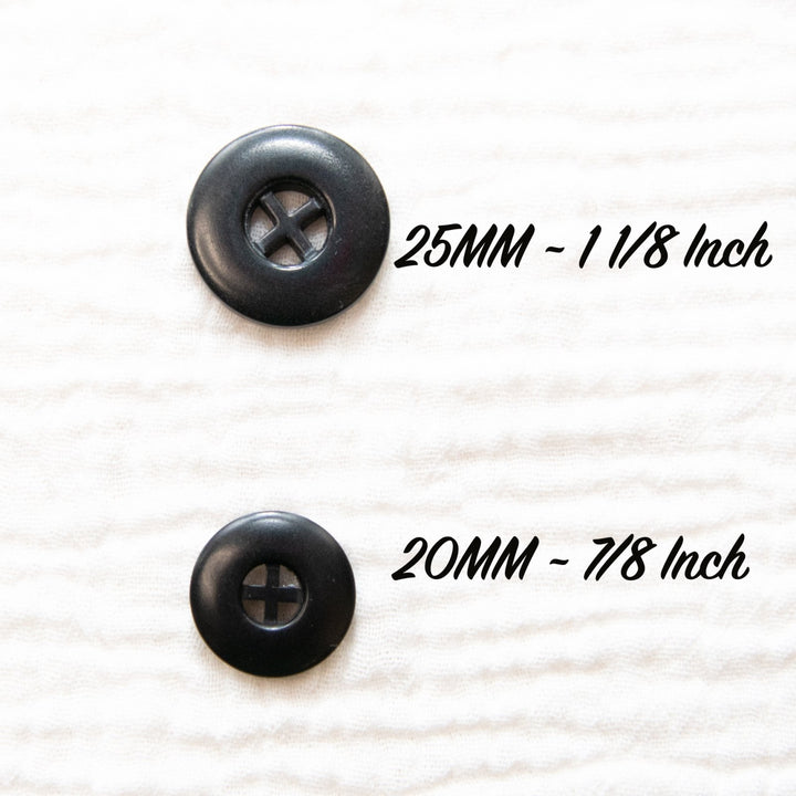 Black Corozo Four-Hole Button – 20mm & 25mm – Sustainable Sewing Button