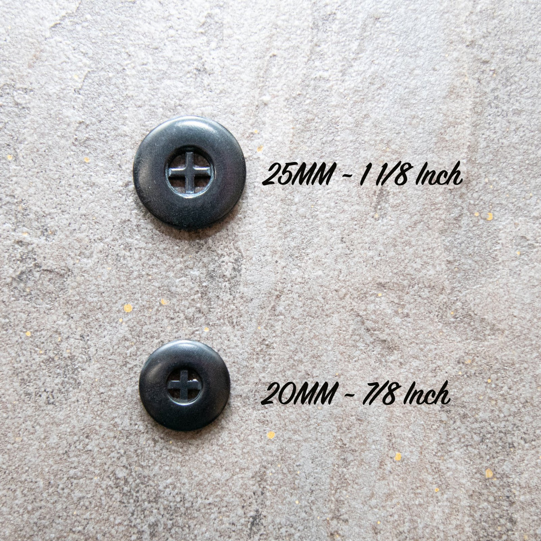 Black Corozo Four-Hole Button – 20mm & 25mm – Sustainable Sewing Button