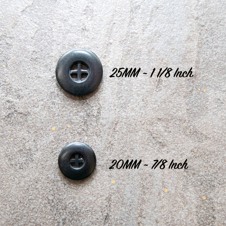 Black Corozo Four-Hole Button – 20mm & 25mm – Sustainable Sewing Button