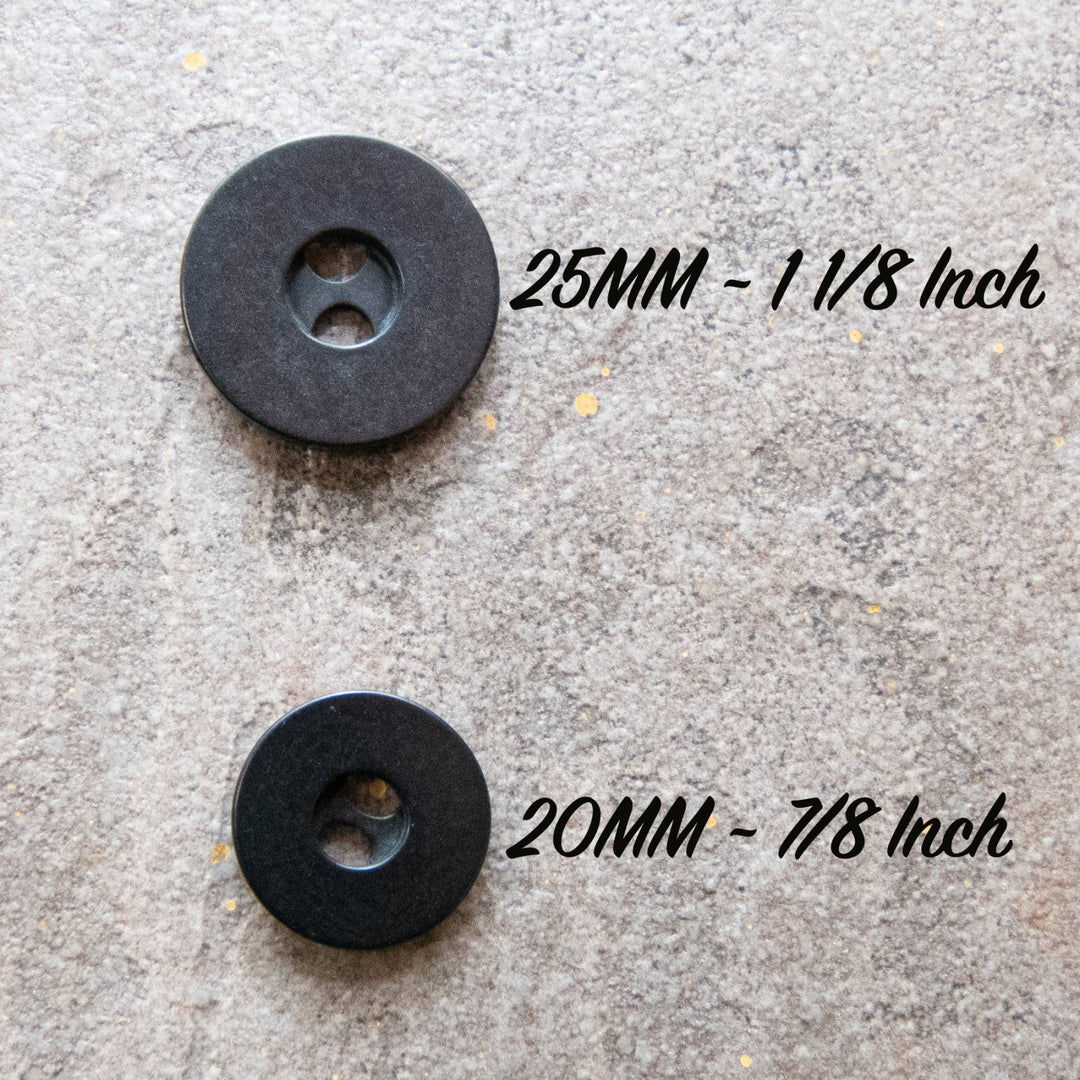 Black Corozo Round Buttons - Sustainable Vegetable Ivory Buttons in 2 Sizes (20mm, 25mm) for Coats and Blazers