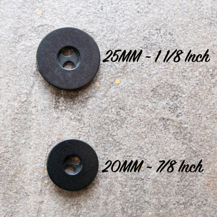 Black Corozo Round Buttons - Sustainable Vegetable Ivory Buttons in 2 Sizes (20mm, 25mm) for Coats and Blazers