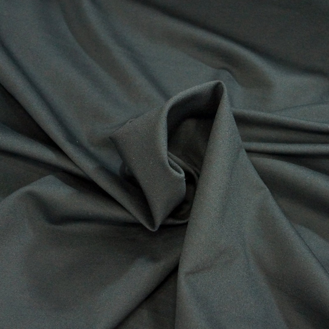Black Ponte Knit Fabric - Rayon Nylon Spandex Blend - Professional Stretchy Material for Tailored Blazers & Dresses