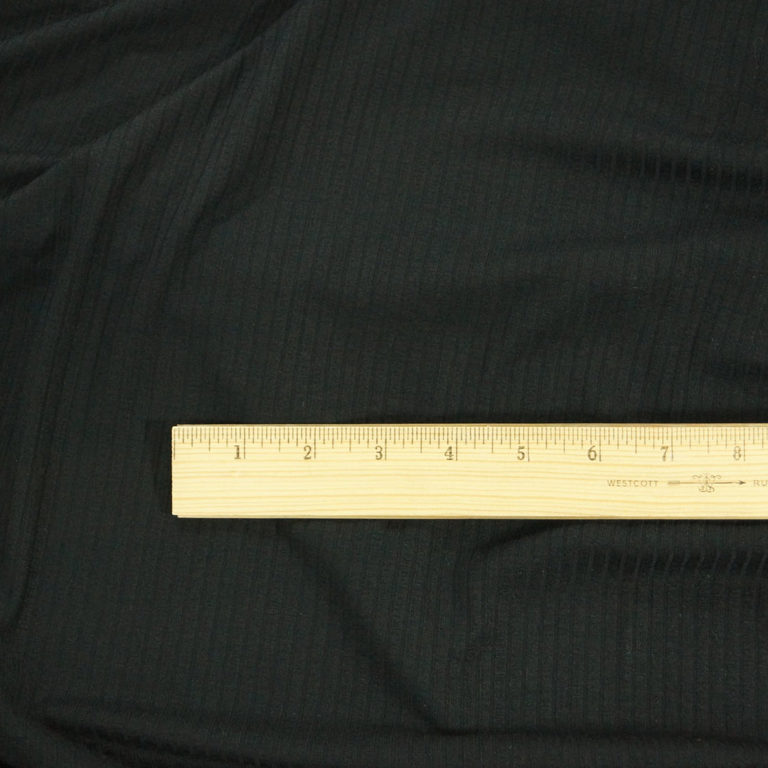 Black Rayon Wide Rib Knit Fabric - 100% Rayon - Stretchy Ribbed Material for Dresses & Bodysuits
