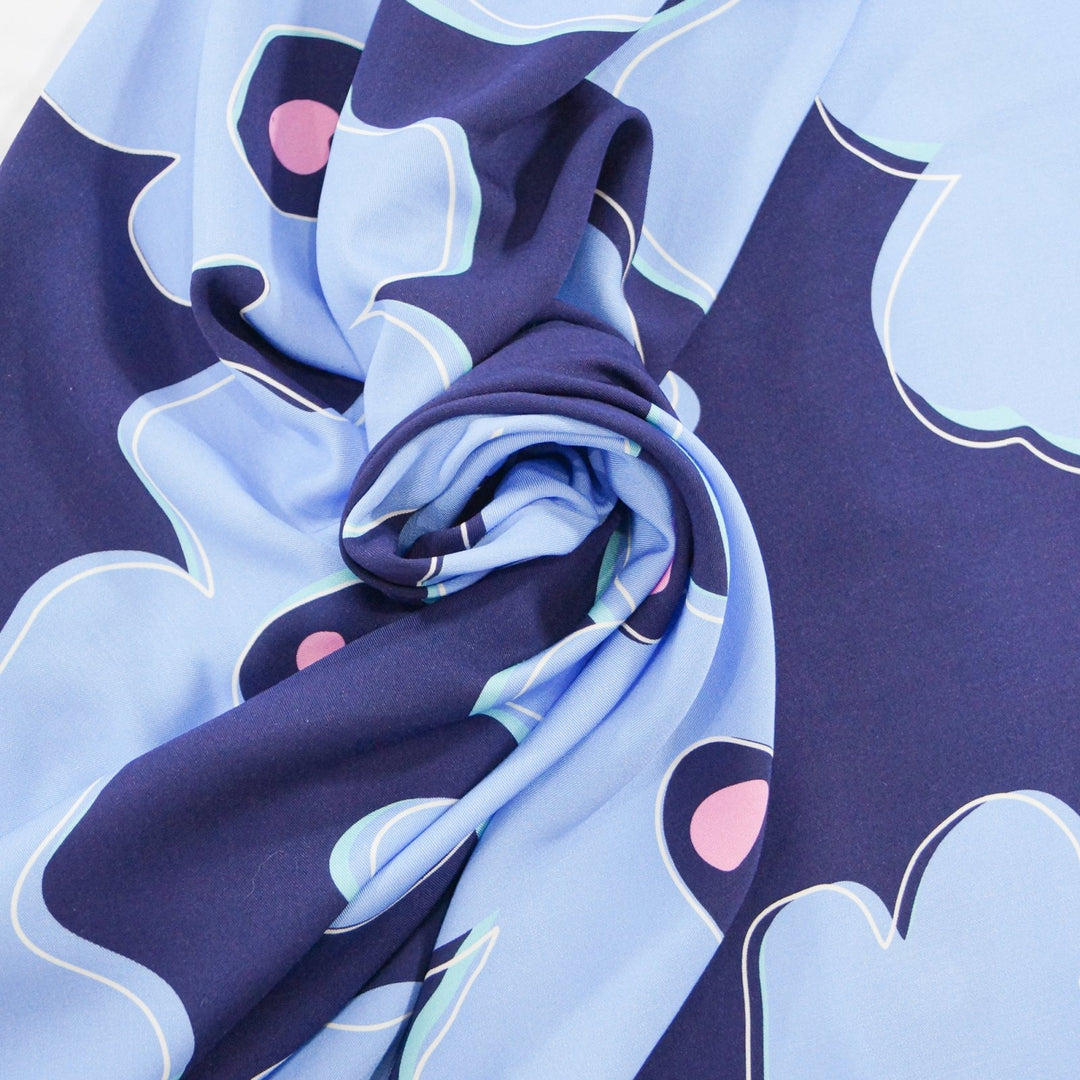 Rayon Twill Blue Lagoon fabric, soft drape, luxurious top and dress material