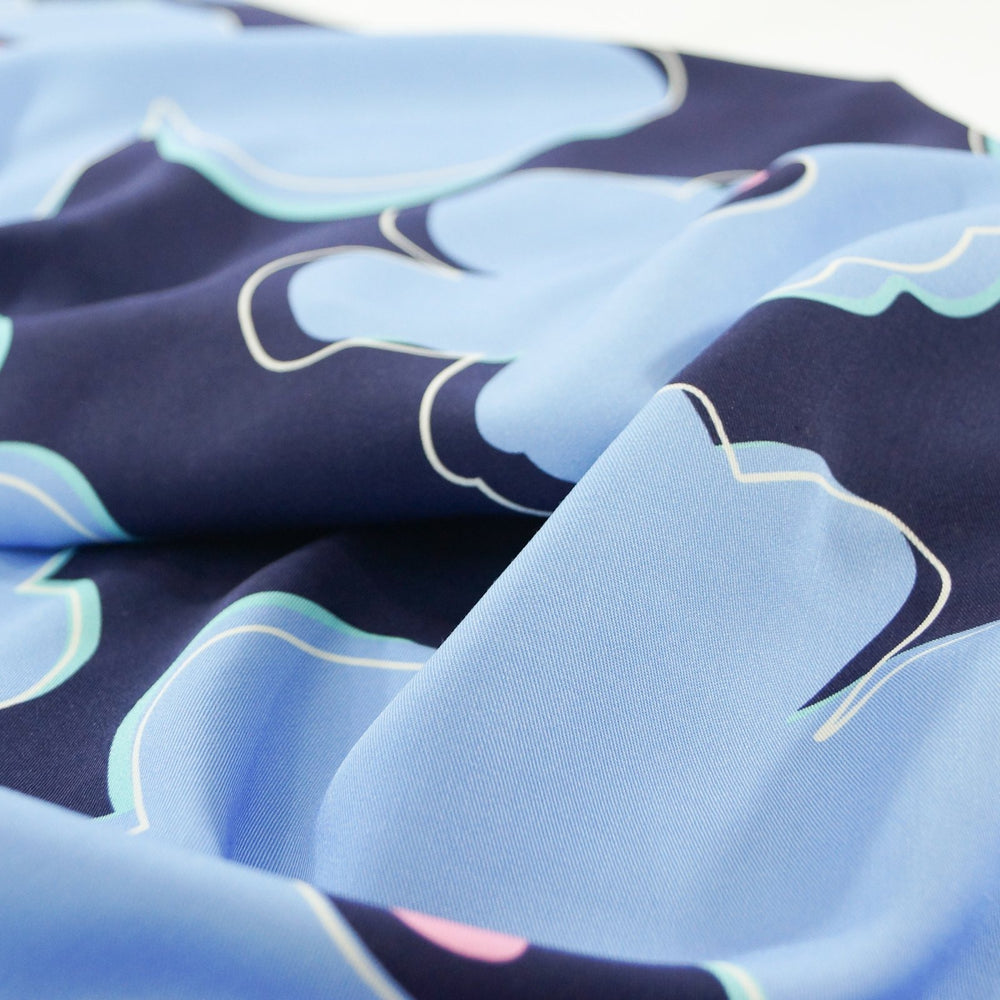 Rayon Twill Blue Lagoon fabric, soft drape, luxurious top and dress material