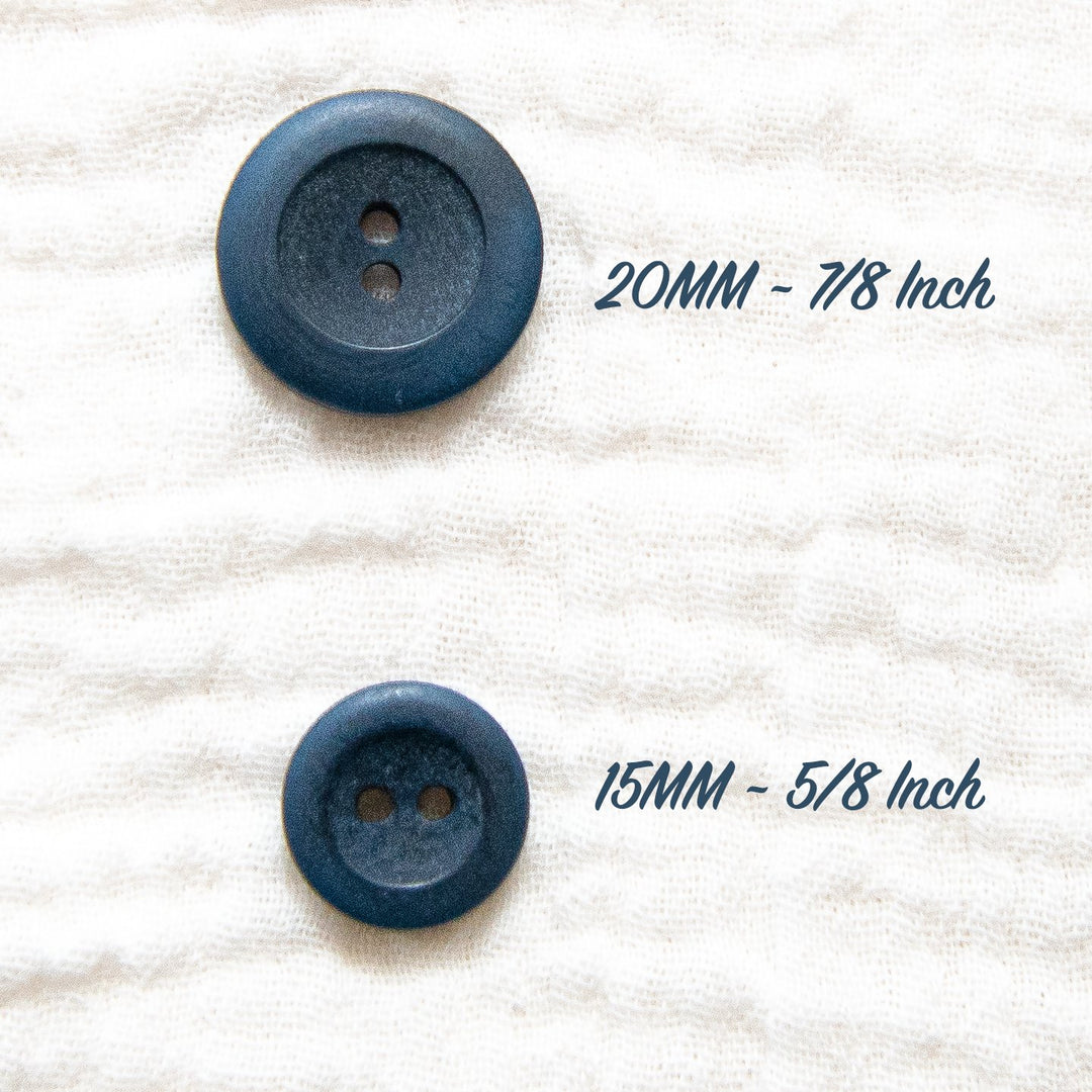 Blue Matte Corozo Button – 15mm & 20mm – Sustainable Two-Hole Sewing Button