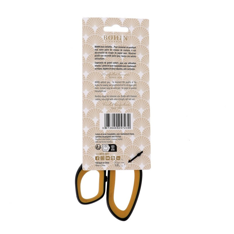 Bohin 9-inch soft grip dressmaker scissors for cutting multiple fabric layers