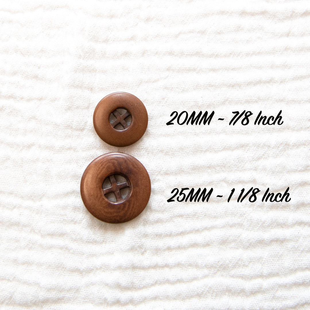 Brown Corozo Four-Hole Button – 20mm & 25mm – Sustainable Sewing Button