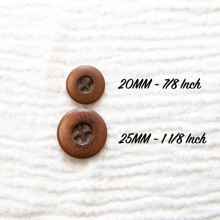 Brown Corozo Four-Hole Button – 20mm & 25mm – Sustainable Sewing Button