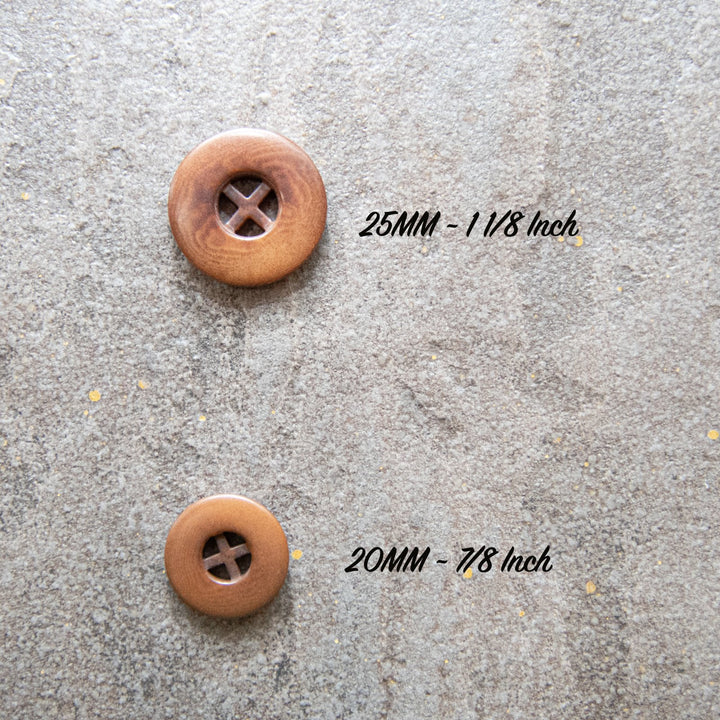 Brown Corozo Four-Hole Button – 20mm & 25mm – Sustainable Sewing Button