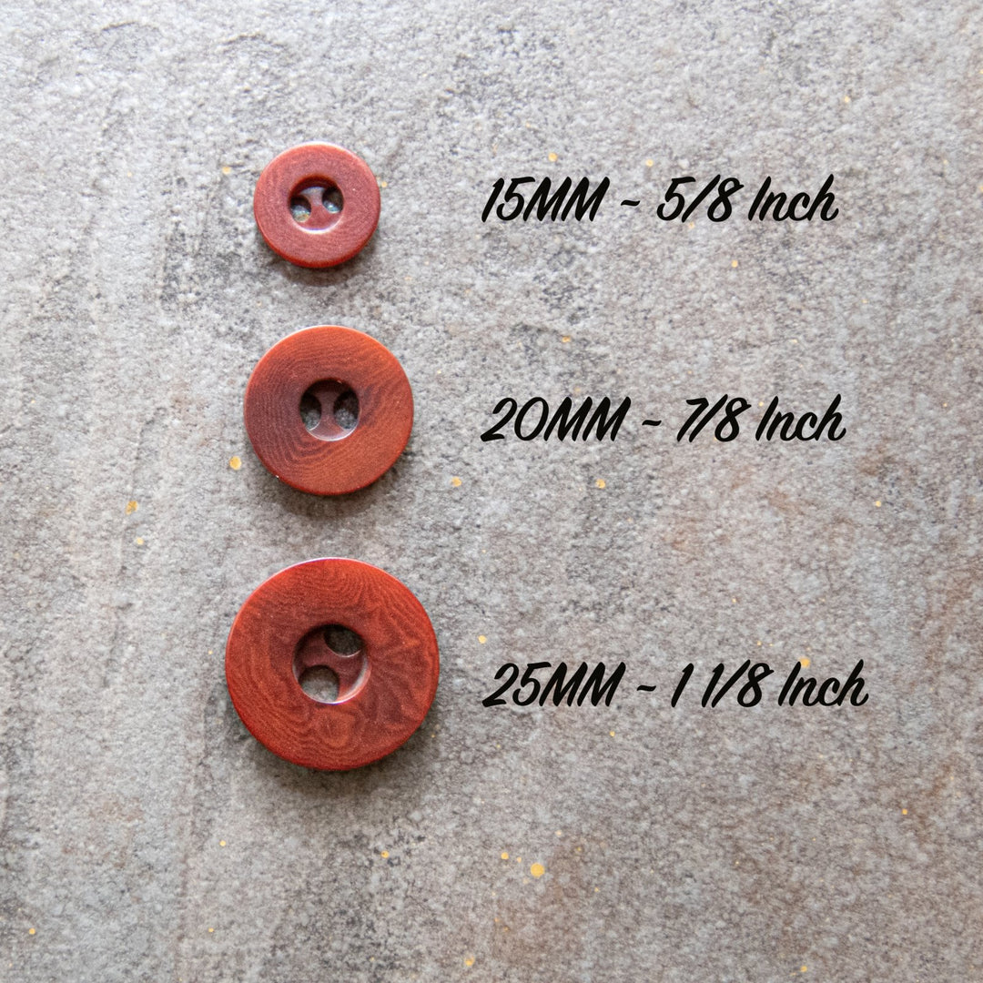 Burgundy Corozo Round Buttons - Sustainable Vegetable Ivory Buttons in 3 Sizes (15mm, 20mm, 25mm)