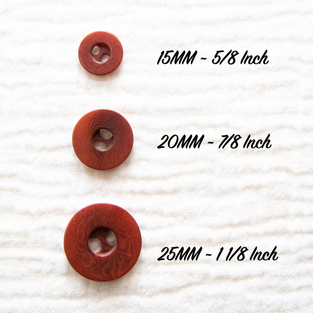 Burgundy Corozo Round Buttons - Sustainable Vegetable Ivory Buttons in 3 Sizes (15mm, 20mm, 25mm)