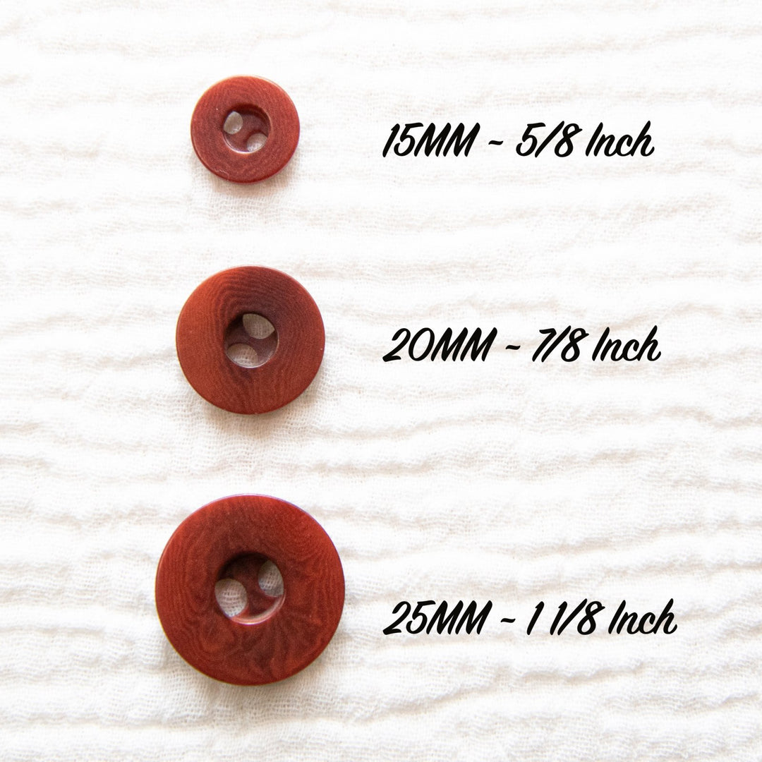 Burgundy Corozo Round Buttons - Sustainable Vegetable Ivory Buttons in 3 Sizes (15mm, 20mm, 25mm)