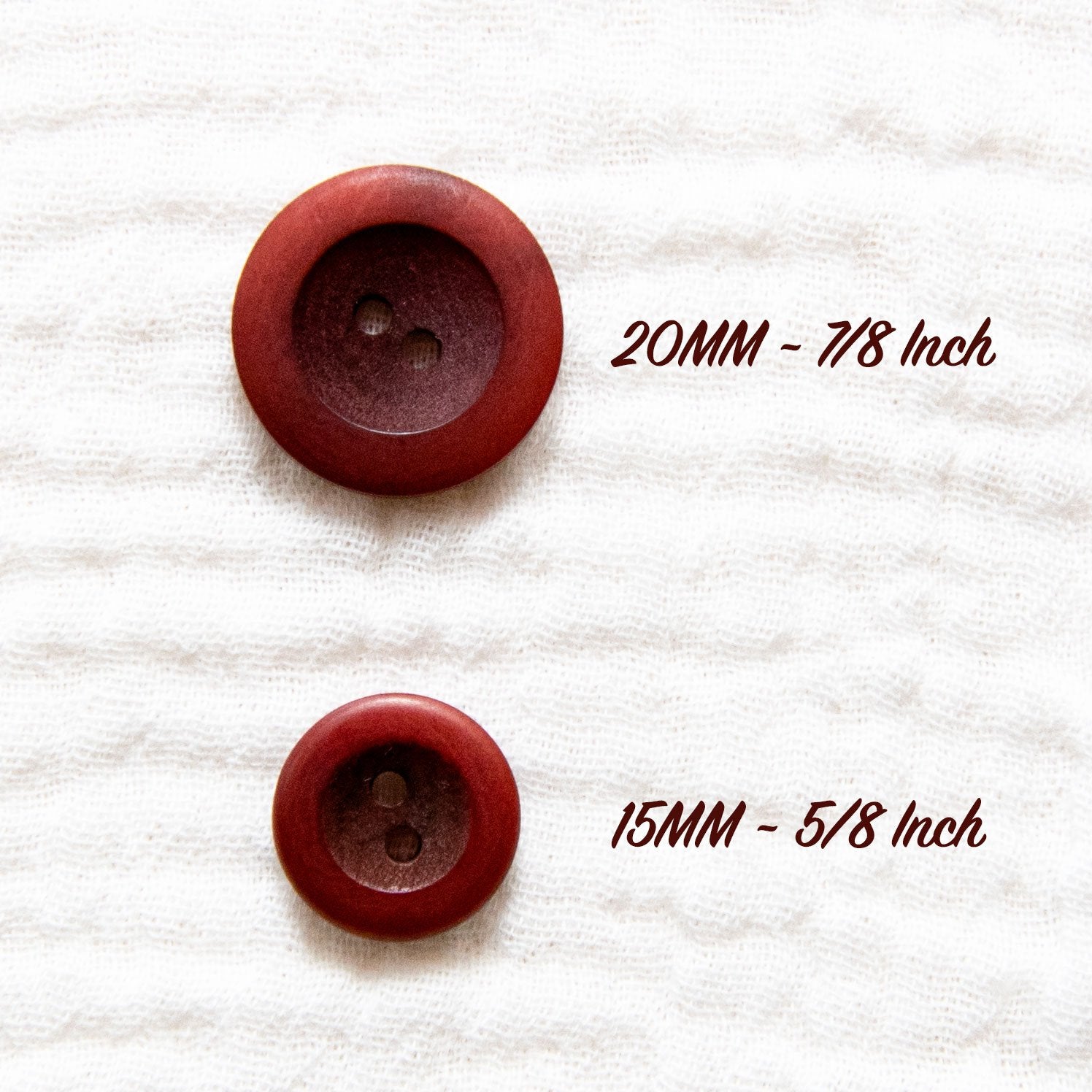 Rimmed Corozo Button, Burgundy - 2 sizes – Sewing Studio Fabrics