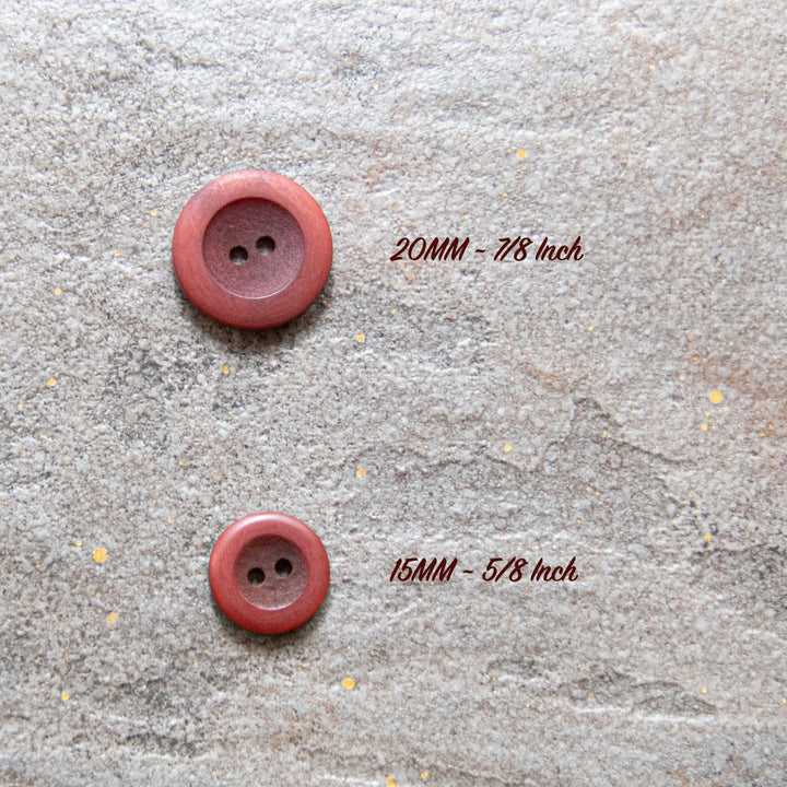 Burgundy Matte Corozo Button – 15mm & 20mm – Eco-Friendly Two-Hole Sewing Button
