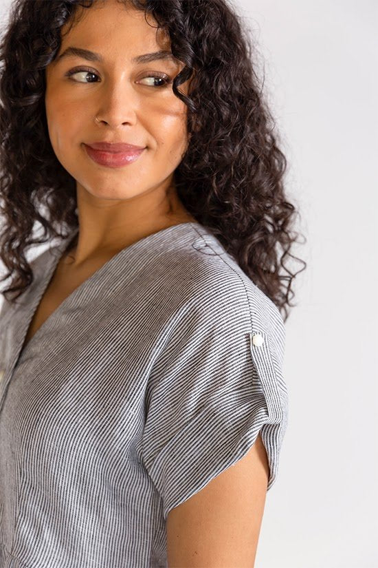 Chalk & Notch Fringe Dress & Blouse sewing pattern with button-up and pull-over options and interchangeable sleeves