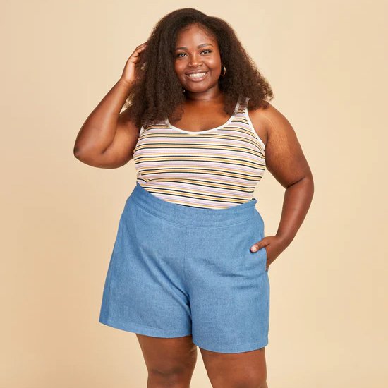 Cashmerette Calder Pants & Shorts sewing pattern with wide-leg design, three length options, and inclusive sizing