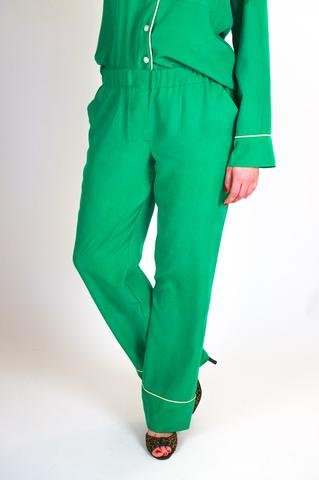 Closet Core Carolyn Pajamas sewing pattern – classic notched-collar pajama set with pants or shorts and optional piping details