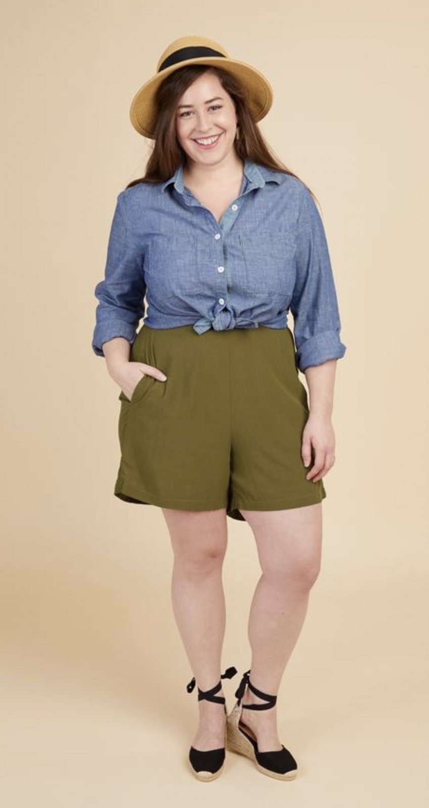Cashmerette Calder Pants & Shorts sewing pattern with wide-leg design, three length options, and inclusive sizing