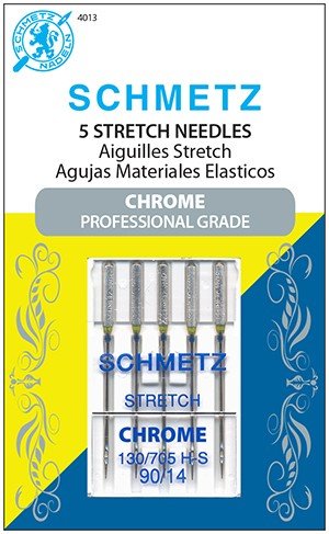 Schmetz Chrome Stretch Sewing Machine Needles Size 90/14 – 5-Count Pack for Knits & Elastic Fabrics