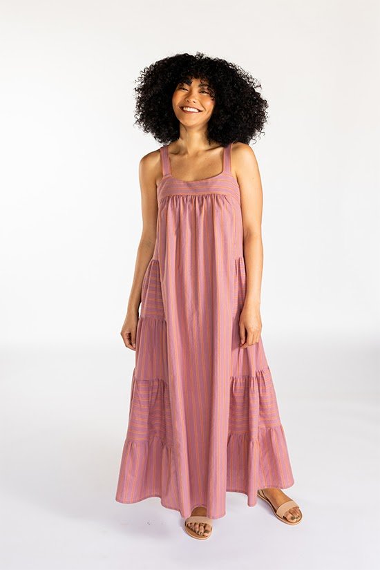 Chalk & Notch Marcel Dress & Tank Top sewing pattern with fitted high bust and flowing silhouette