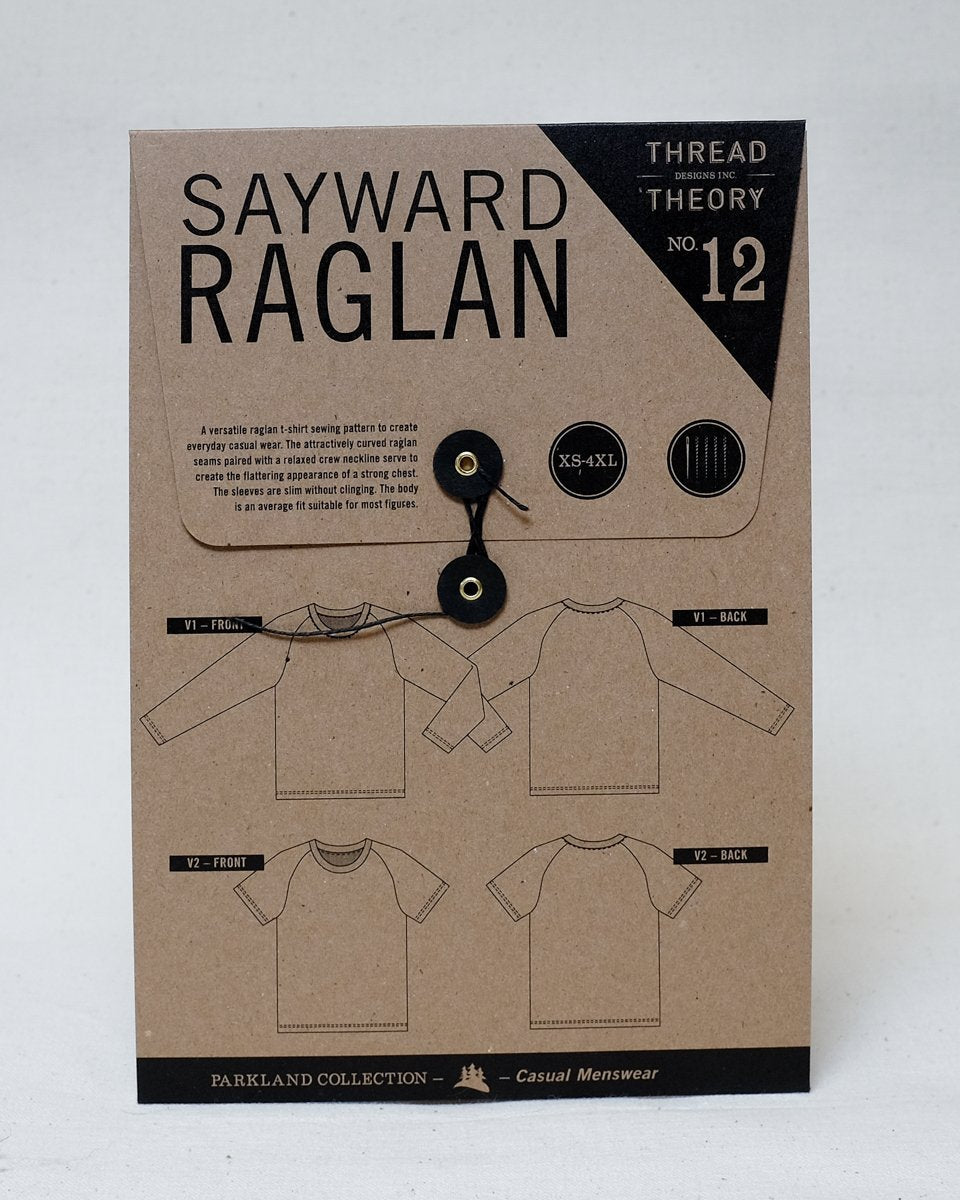Thread Theory Sayward Raglan sewing pattern casual t-shirt with curved raglan seams and slim sleeves