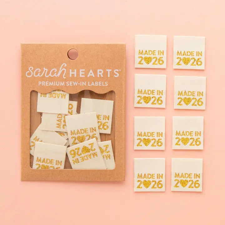 Woven Labels - Sarah Hearts - "Made in 2026"