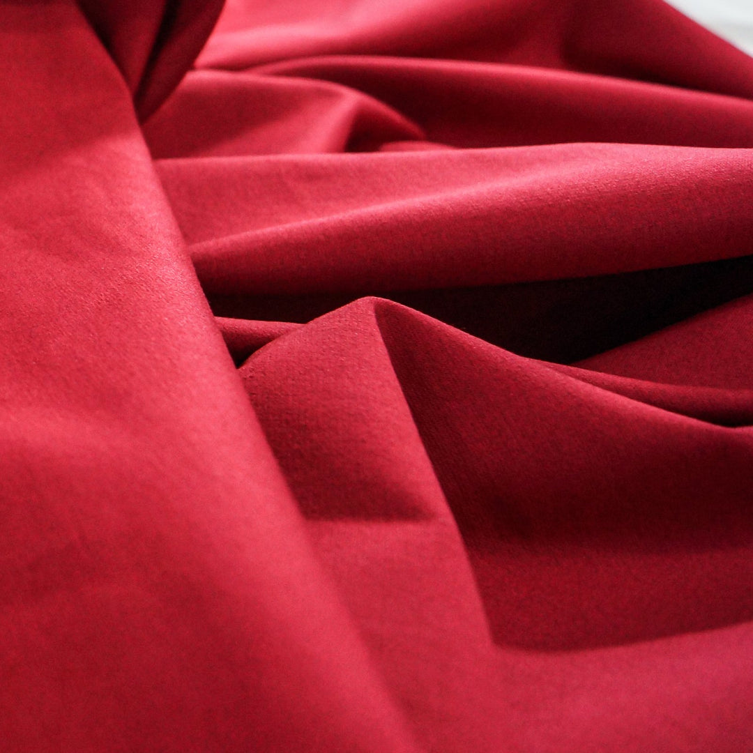 Vampire Red Ponte Knit Fabric - Rayon Nylon Spandex Blend - Stretchy Deadstock Material for Blazers & Bodycon Dresses