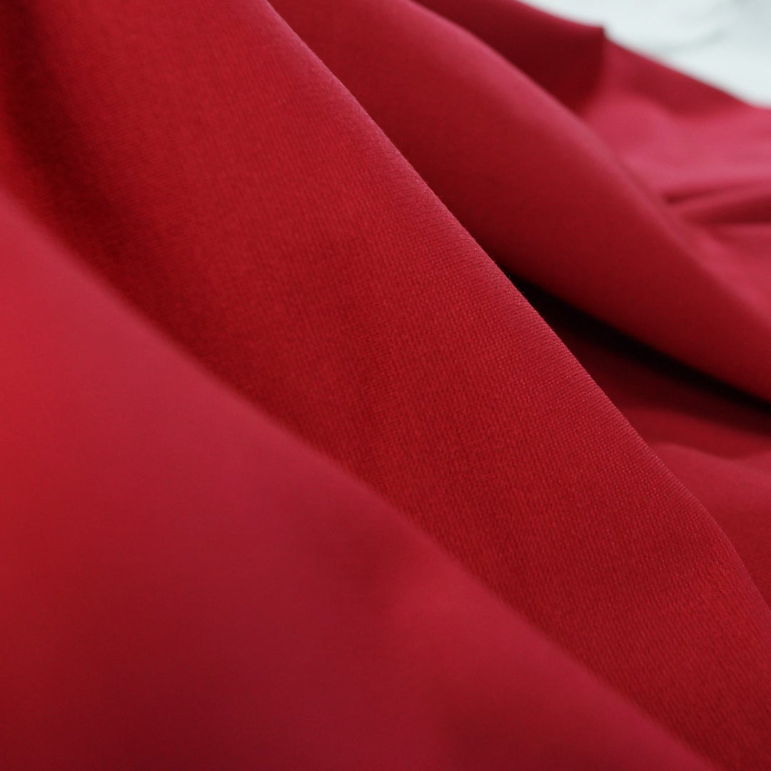 Vampire Red Ponte Knit Fabric - Rayon Nylon Spandex Blend - Stretchy Deadstock Material for Blazers & Bodycon Dresses