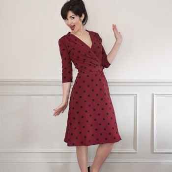 Sew Over It 1940s Wrap Dress sewing pattern – vintage-inspired wrap dress with collar, pleats, and A-line skirt
