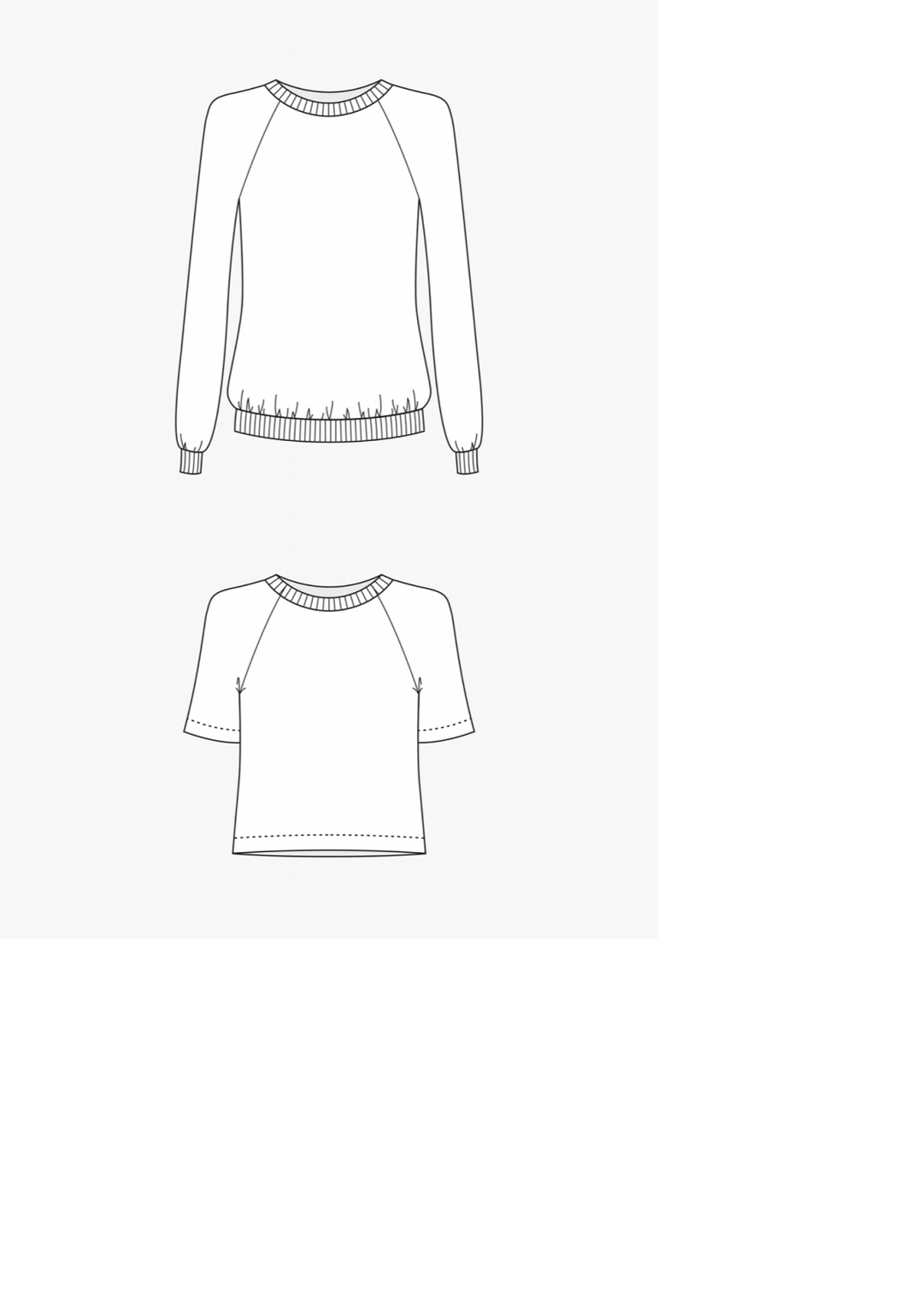 Grainline Studio Linden Sweatshirt sewing pattern – relaxed-fit sweatshirt with scooped neckline and mix-and-match sleeves